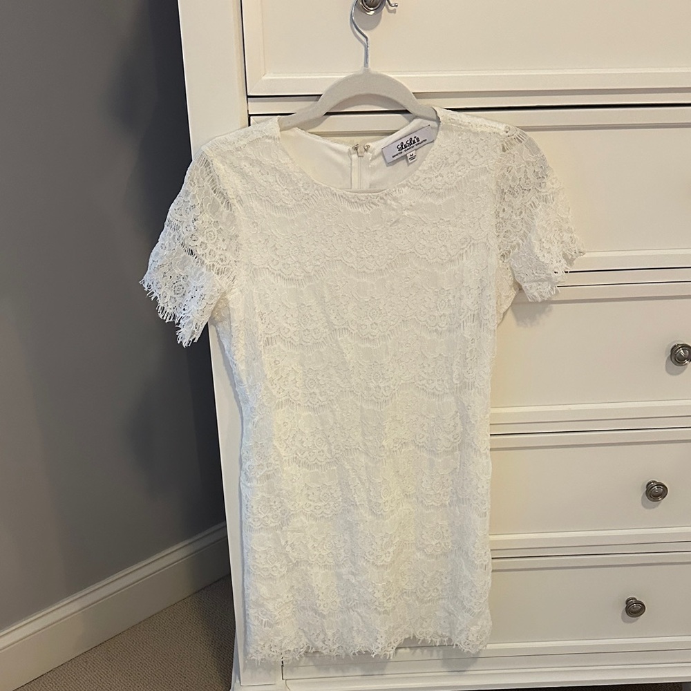Lulu's Ivory Lace Short Sleeve Dress